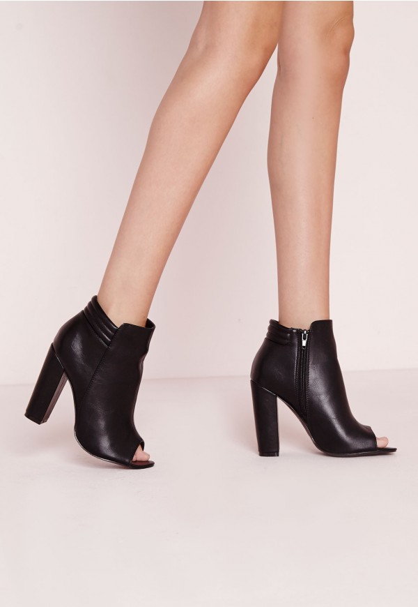 black open toe ankle boots