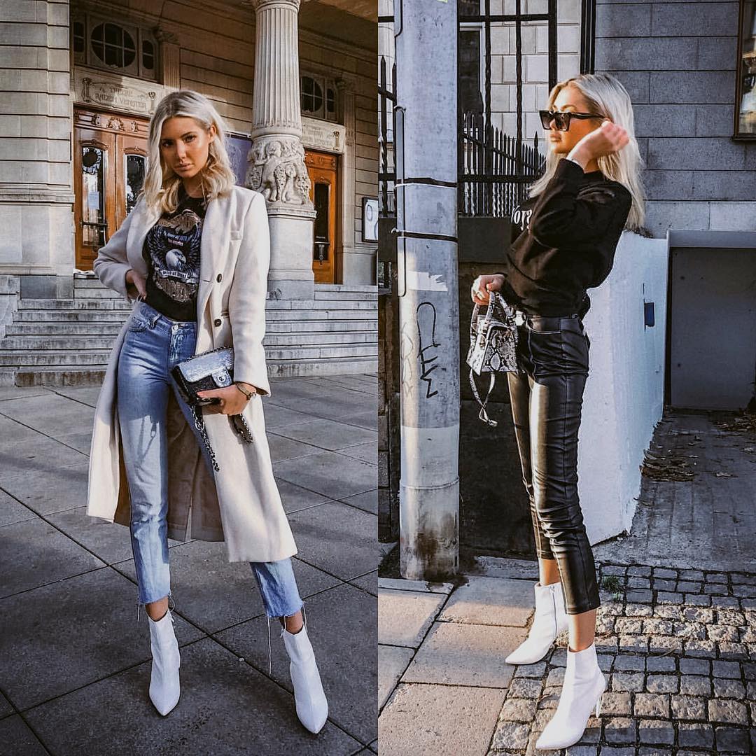 How to wear white ankle boots in a casual way this fall 2021