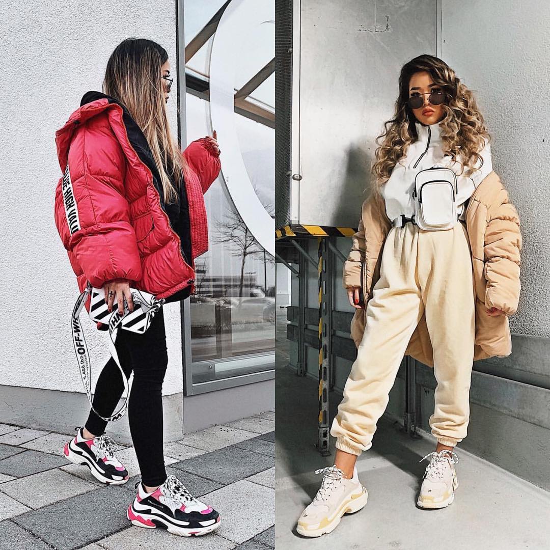 Oversized puffer jackets and ugly sneakers for winter 2021