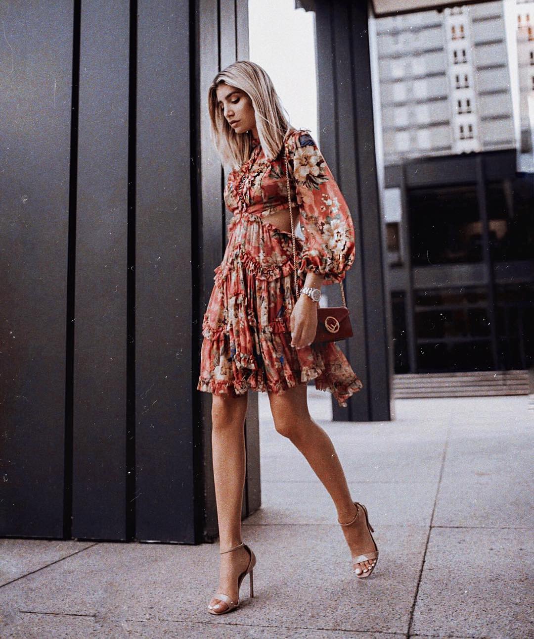 Floral Boho Dress With Side Cut Outs