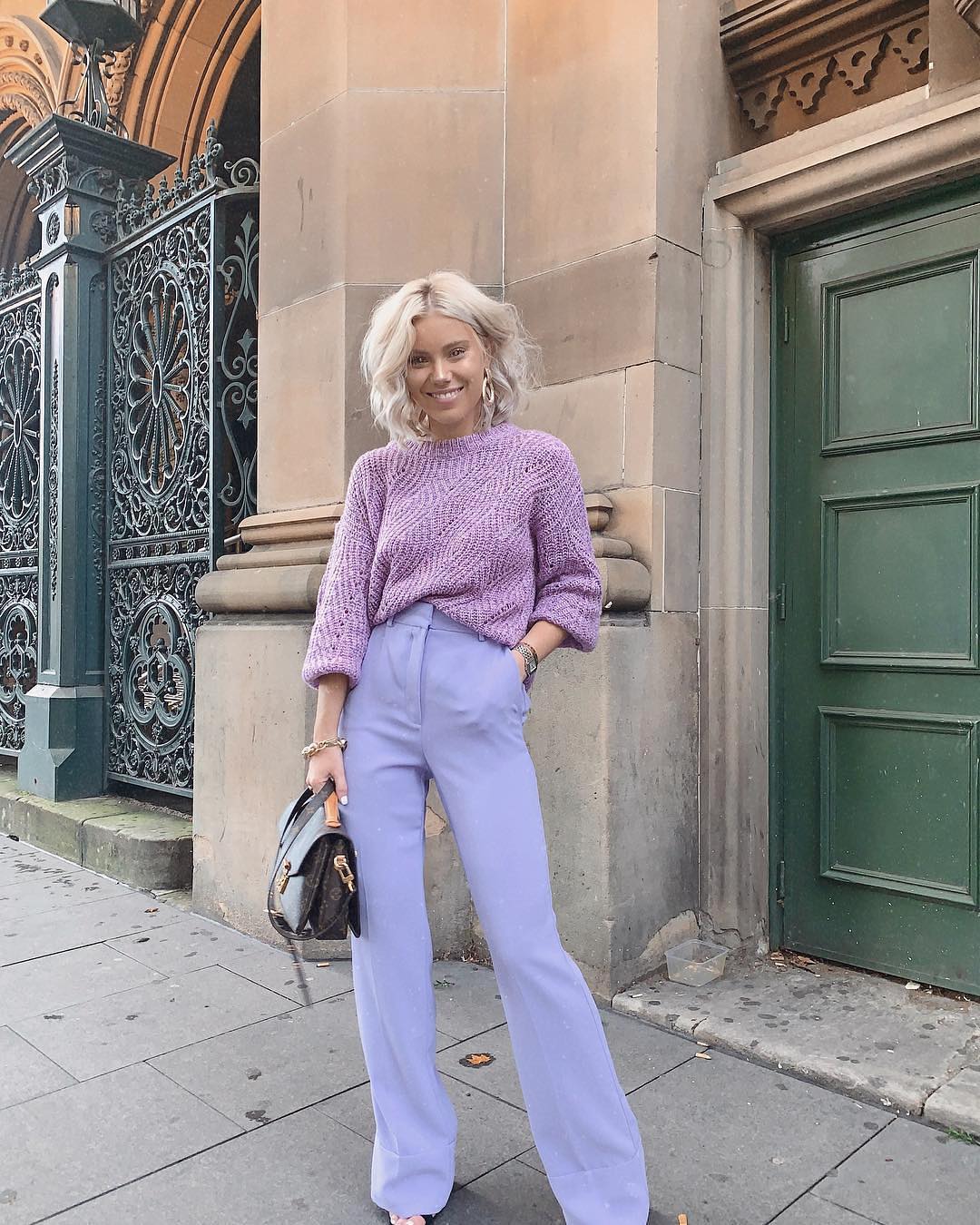 Pastel Sweater And Bootcut Pants Outfit