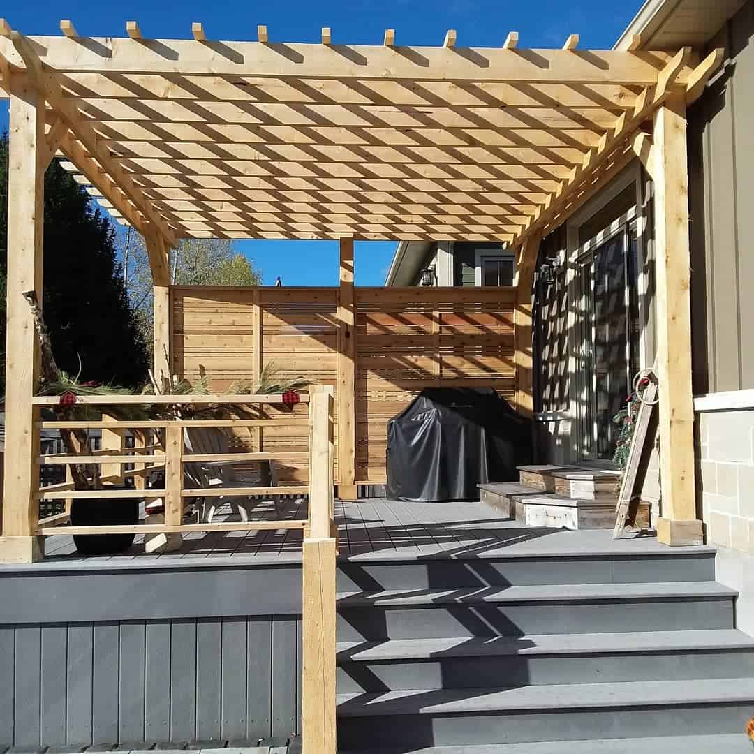 Pergola made of gray deck wood 