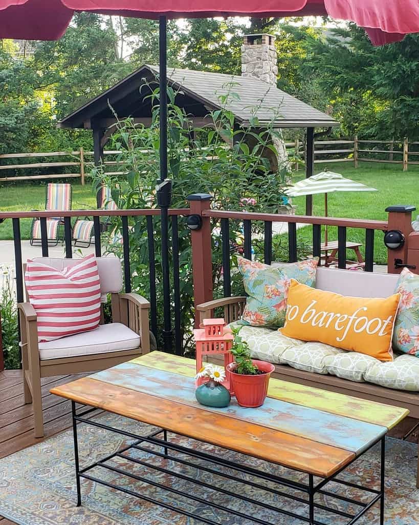 Rustic patio decor in the backyard