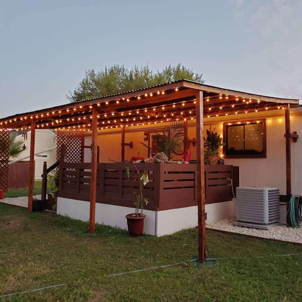 Terrace with pergola ceiling lights