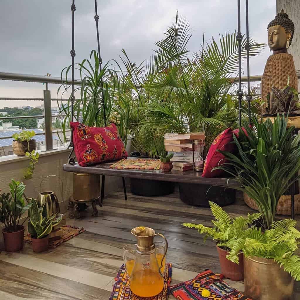 Small Asian style deck potted plants