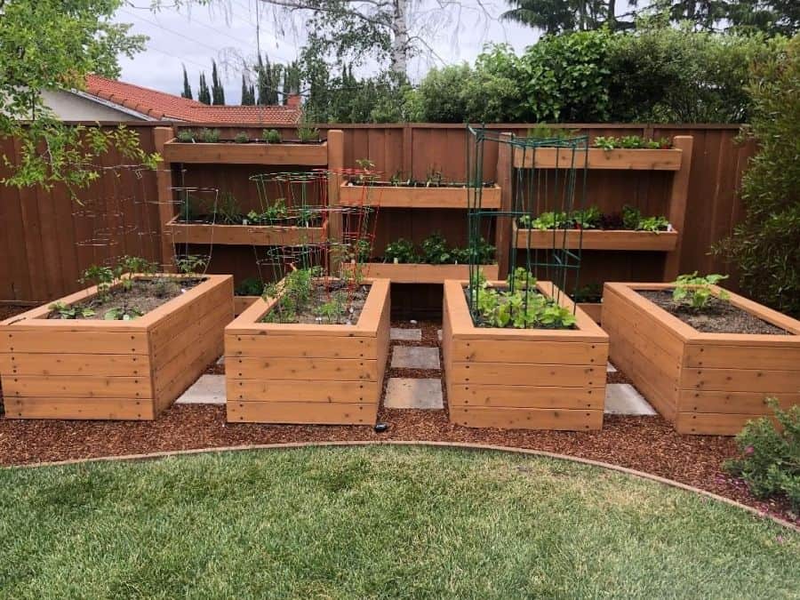 Vegetable boxes made from wooden planters