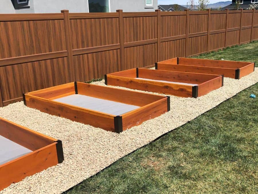 Wooden planter boxes backyard garden