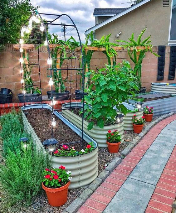 Raised bed with lights