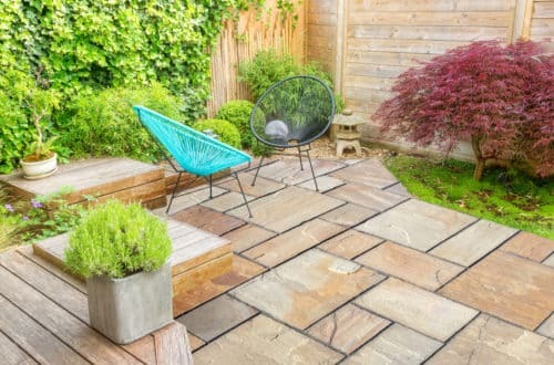 Stone slabs on a terrace