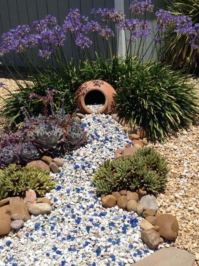 Create a riverbed #whiterock #landscapingideas #decorhomeideas