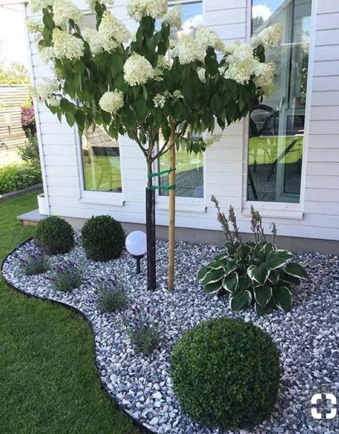 Brighten up the scene #whiterock #landscapingideas #decorhomeideas