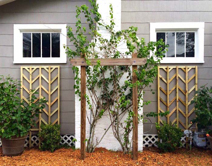 31. DIY Chevron Trellis #landscapebuildingideas #decorhomeideas