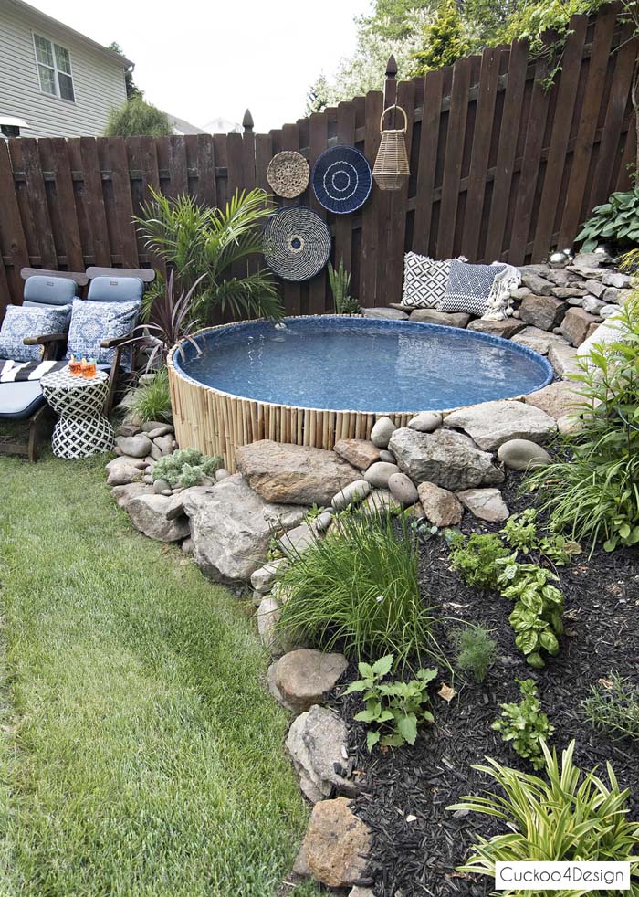 32. DIY swimming pool for a sloping garden #landscapebuildingideas #decorhomeideas