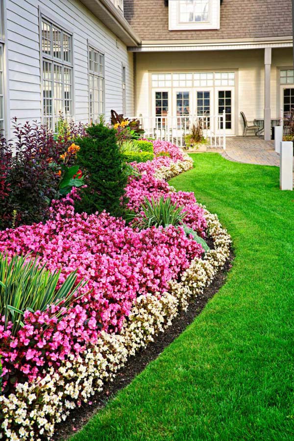 Flower garden around the house